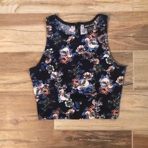 Navy Floral Crop Top